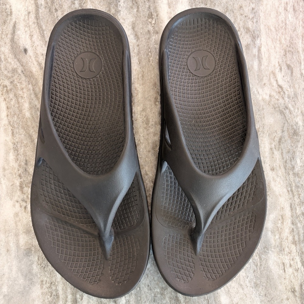 Hurley Injection Flip Flops Men's 9 Black Comfort Sandals